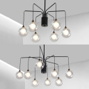 Black Spider Chandelier with Orb 6/8 Lights Traditional Metal Hanging Light for Dining Room