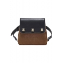 Fashion Color Block Rivet Embellishment Crossbody Belt Bag 17*17*4 CM