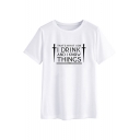 Cool Sword Letter I DRINK AND I KNOW THINGS Pattern Short Sleeve Loose Fit T-Shirt