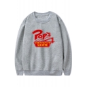 Popular Arrow Letter POP'S Print Basic Long Sleeve Pullover Sweatshirt