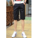 Summer Simple Fashion Solid Color Zip-fly Cotton Casual Chino Shorts for Men