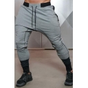 Men's Colorblock Logo Printed Drawstring Waist Skinny Fit Casual Sports Sweatpants