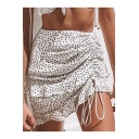 Hot Fashion Polka Dot Print Drawstring Mini Tiered skirt for Sweet Womens