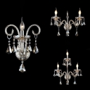 1/2/3 Bulbs Candle Sconce Light Elegant Stylish Clear Crystal Wall Lamp for Restaurant Hotel