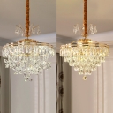 Gold Finish Floral Chandelier 56W Glamorous Striking Clear Crystal Pendant Light for Hotel Villa