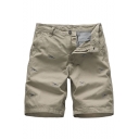 Men's Summer New Fashion Crane Embroidery Pattern Zip-fly Casual Cotton Chino Shorts