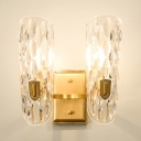 Metal Candle Wall Light with Clear Dimple Crystal 1/2 Lights Antique Style Wall Lamp in Gold