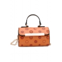 Popular Fashion Printed Mini PU Leather Round Satchel Bag with Chain Strap for Kids 13*8*7 CM