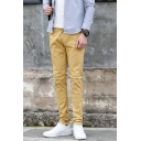 Fashion Basic Simple Plain Slim Fitted Casual Dress Pants for Men