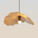 1 Light Lotus Leaf Pendant Light Nordic Style Glass Hanging Lamp in Gold for Kitchen Hallway
