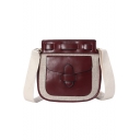 Fashion Color Block Belt Buckle Pocket Embellishment Drawstring Crossbody Bag 18*17*8 CM