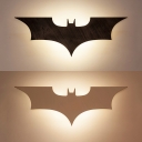 Cool Bat LED Wall Light Cartoon Wood Sconce Light in Black for Boys Bedroom Living Room