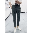 Men's Trendy Plaid Pattern Slim Fitted Casual Dress Pants