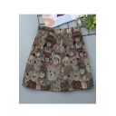 Women Summer High Waist Printed Mini A-Line Skirt