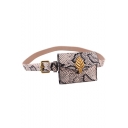 Women's Stylish Snakeskin Pattern Metal Leaf Embellishment Belt Purse 10*8 CM