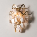 Restaurant Oval Shell Wall Light Metal 1 Light Traditional Gold Sconce Light with Crystal Bead