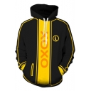 Funny Comic Letter XOXO Black and Yellow Sport Loose Pullover Unisex Hoodie