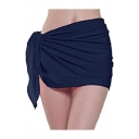 Womens Summer Hot Popular Simple Plain Mini Short Beach Wrap Skirt