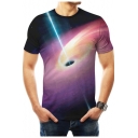 Summer Popular Purple Universe Black Hole 3D Printed Short Sleeve T-Shirt