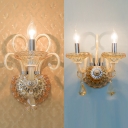 Chrome Candle Sconce Light 1/2 Heads Classic Stylish Crystal Sconce Light for Hallway Bedroom