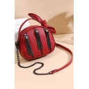 Stylish Plain Tassel Zipper Bow-knot Embellishment Round Crossbody Bag 18*7*15 CM