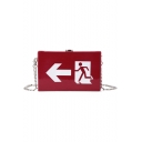Trendy Creative Figure Escape Arrow Printed Chain Strap Crossbody Box Bag 19*12*5 CM