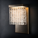 Simple Style Rectangle Wall Light with Clear Crystal Metal Sconce Light in Nickle for Hallway