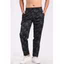 Men's Fashion Popular Camouflage Printed Elastic Waist Black Casual Relaxed Sports Pants