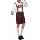 Men's Popular Fashion Beer Festival Costume Brown Overalls Jumpsuits