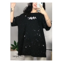 Girls Summer Unique Cool Hip Hop Street Style Letter Print Oversized Tunic T-Shirt