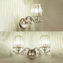 Stair Tapered Shade Wall Light Metal 1/2 Lights Modern Style Gold Wall Lamp with Clear Crystal