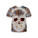 New Stylish Cool 3D Skull Printed Round Neck Short Sleeve Unisex T-Shirt