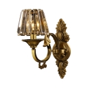 1 Bulb Tapered Shade Wall Light Traditional Style Metal Sconce Light in Gold for Villa Porch