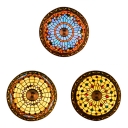 Stained Glass Bowl Shade Ceiling Fixture 4 Lights Vintage Tiffany Ceiling Mount Light for Hotel