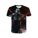 Mens Cool 3D Printing Round Neck Short Sleeve Fitness Sport T-Shirt
