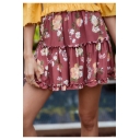 New Stylish Summer Girls Fashion Digital Floral Print Mini peplum Skirt