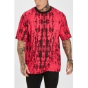 Mens Outdoor Fashion Tie Dye Print Quick Dry Training Loose Fit T-Shirt