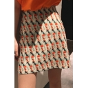 Summer Hot Trendy Womens High Waist Kermit Cartoon Print A-line Mini Skirt
