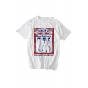 Stylish Summer White Letter Buttwiser Cartoon Printed Short Sleeve Round Neck T-Shirts