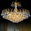 Crystal Ball Cone Chandelier Dining Room Luxurious Style LED Ceiling Pendant in Gold