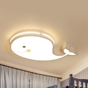 Animal Unicorn/Whale Ceiling Mount Light Acrylic Third Gear/White Lighting LED Flush Light in White for Bedroom