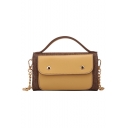 Trendy Colorblock Pocket Decoration Crossbody Satchel Bag with Chain Strap 18*11*6 CM