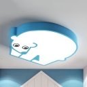 Lovely Polar Bear Flushmount Light Acrylic Candy Color LED Ceiling Light in Warm/White for Foyer