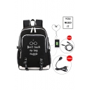 New Popular Letter Printed Creative USB Charging School Bag Backpack for Students 30*15*44cm