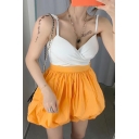 Girls Summer Stylish High Waist Simple Plain Mini Lantern Skirt