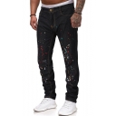 Men's New Stylish Colored Spray Painted Relaxed Fit Jeans