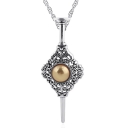 Fashion Stylish Gold Pearl Studded Silver Necklace