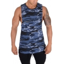 Guys Fashion Camo Printed Round Neck Sleeveless Fitted Tank Top