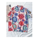 Summer Hot Stylish Vintage Floral Print Button Down Short Sleeve Casual Loose Shirts