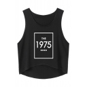 Street Style Square Letter The 1975 Printed Sleeveless Cotton Tank